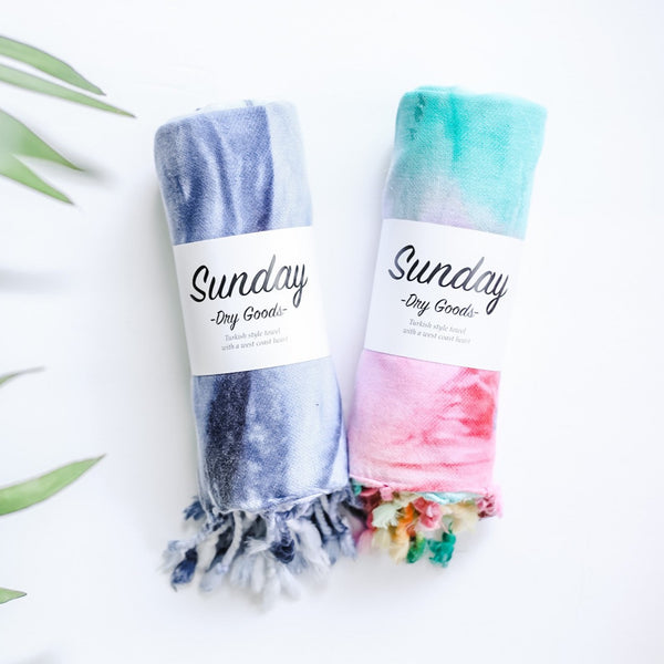 Turkish Towel Tie Dye mixed colour flat